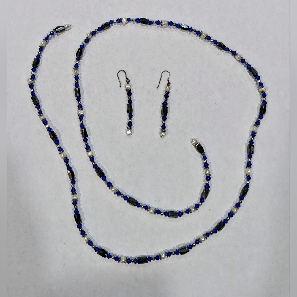 Magnetic Beaded Necklace and Earrings Set